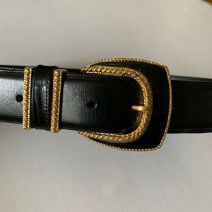 Brighton gold and black leather belt sz medium